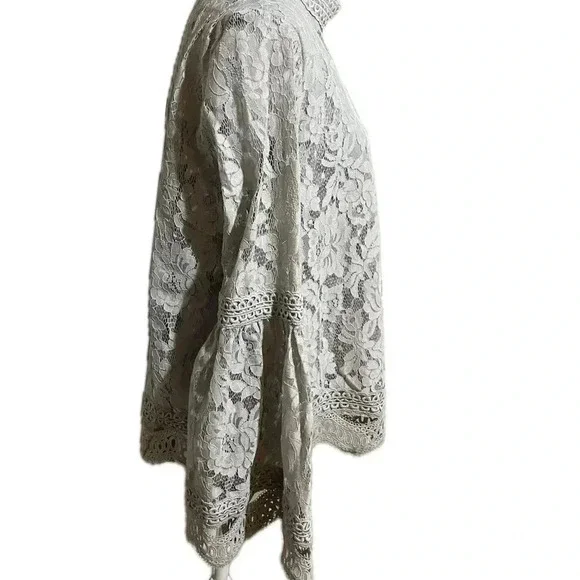 NWOT Listicle lace gray/silver long sleeve top medium - Picture 2 of 13